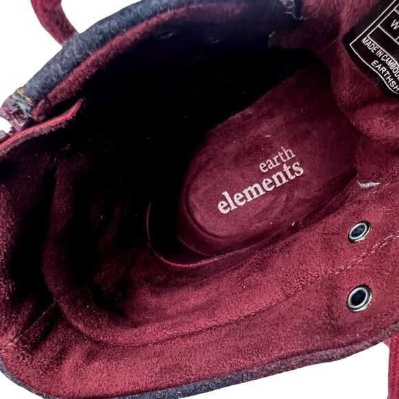 Earth Elements Tessa WIDE Lace Up Burgundy Garnet Leather Combat Boots - Sz 6 W - Picture 5 of 9